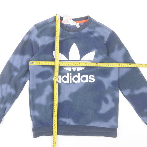 Adidas Boys Blue Sweatshirt 11-12 Years Pullover Crew Neck Logo Print
