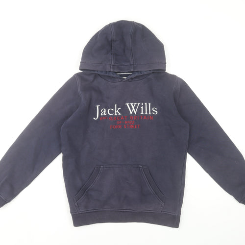Jack Wills Boys Navy Blue Pullover Hoodie 10-11 Years Cotton Blend