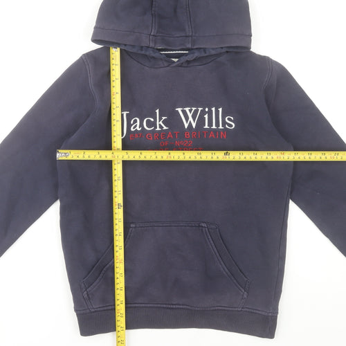 Jack Wills Boys Navy Blue Pullover Hoodie 10-11 Years Cotton Blend