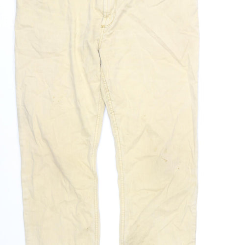 Alberto Men's Beige Regular Slim Fit Straight Jeans W38 L30