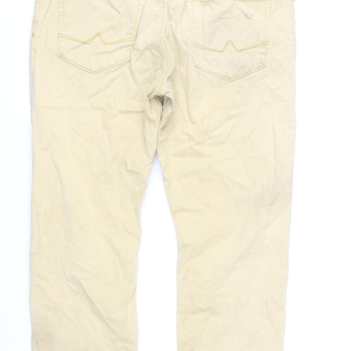 Alberto Men's Beige Regular Slim Fit Straight Jeans W38 L30