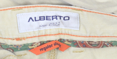 Alberto Men's Beige Regular Slim Fit Straight Jeans W38 L30