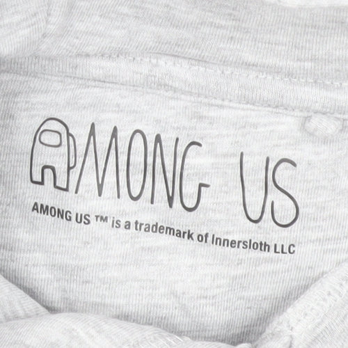 Among Us Boys Grey Graphic Pullover Hoodie Size 5-6 Years Cotton Blend