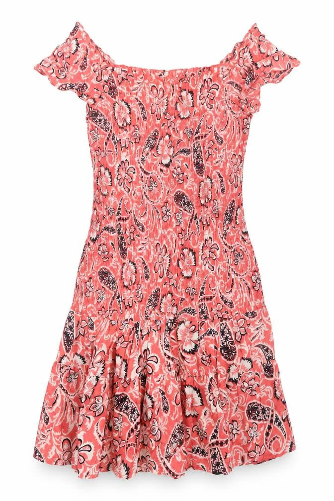 Mango Women’s Pink Floral Off Shoulder Skater Dress Size 10