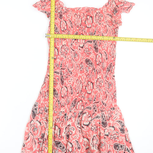 Mango Women’s Pink Floral Off Shoulder Skater Dress Size 10