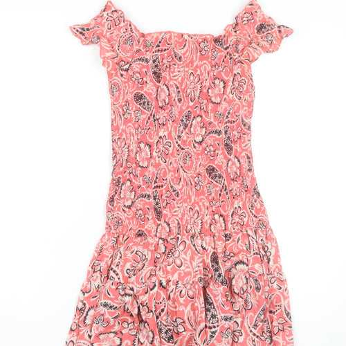 Mango Women’s Pink Floral Off Shoulder Skater Dress Size 10