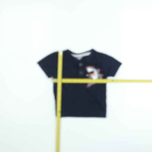 Garanimals Boys Blue Shark Graphic Henley T-Shirt 2 Years Cotton Blend