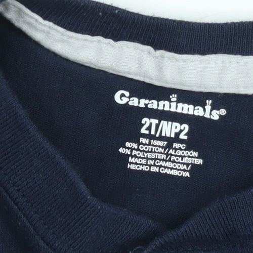 Garanimals Boys Blue Shark Graphic Henley T-Shirt 2 Years Cotton Blend