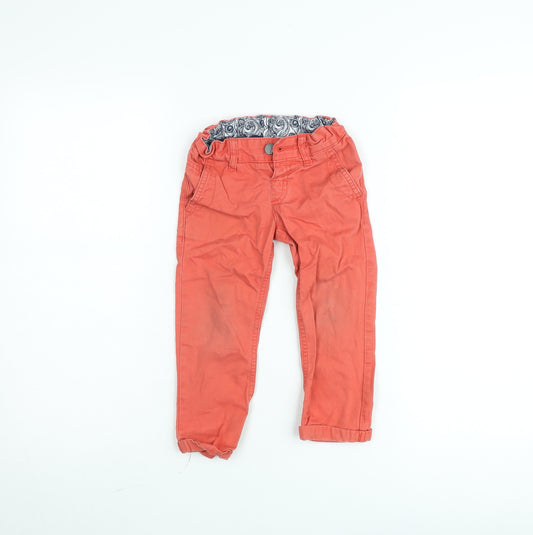 Marks and Spencer Boys Red Chino Trousers 2-3 Years Regular Fit Cotton