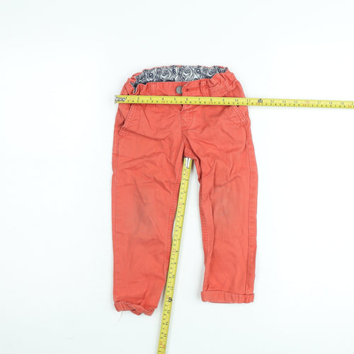 Marks and Spencer Boys Red Chino Trousers 2-3 Years Regular Fit Cotton