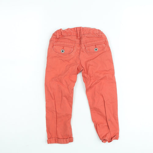 Marks and Spencer Boys Red Chino Trousers 2-3 Years Regular Fit Cotton