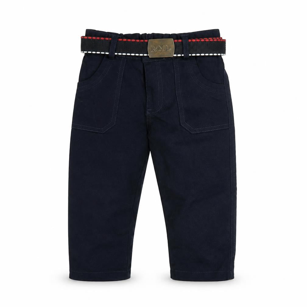 Front view of Ramada boys’ black 2 years chino trousers with belt