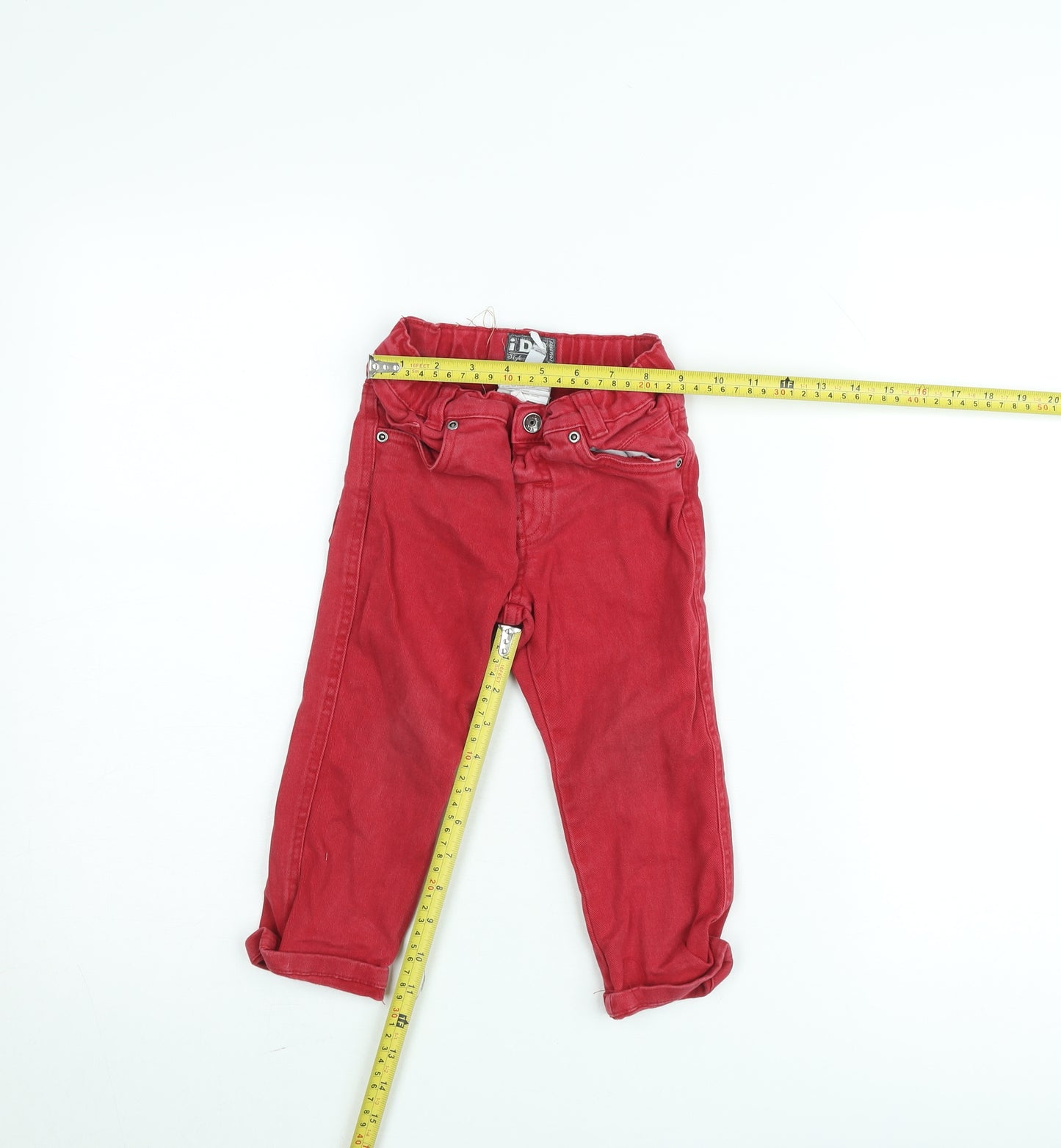 iDO Boys Red Cotton Chino Trousers 3 Years Adjustable Waist Zip Pocket