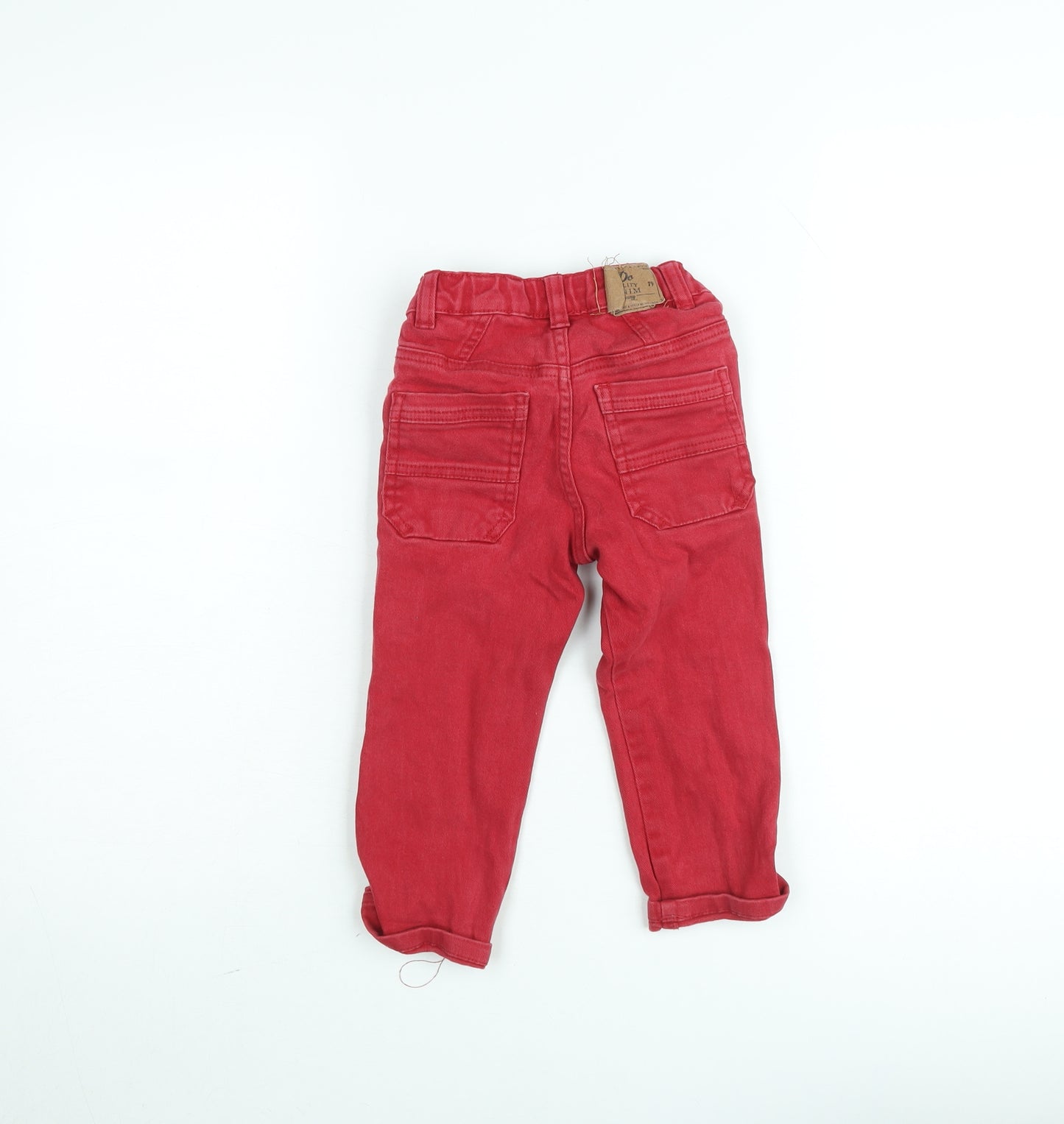 iDO Boys Red Cotton Chino Trousers 3 Years Adjustable Waist Zip Pocket