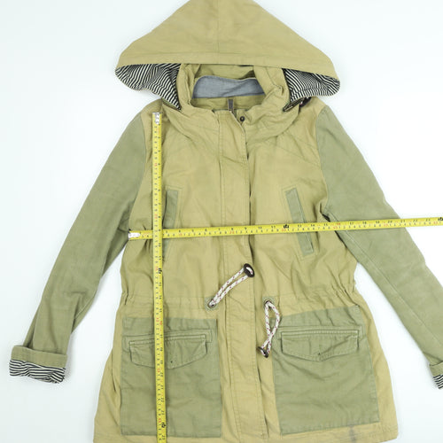 White Stuff Women's Green Cotton Hooded Parka Jacket Size 10