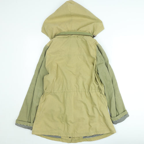 White Stuff Women's Green Cotton Hooded Parka Jacket Size 10