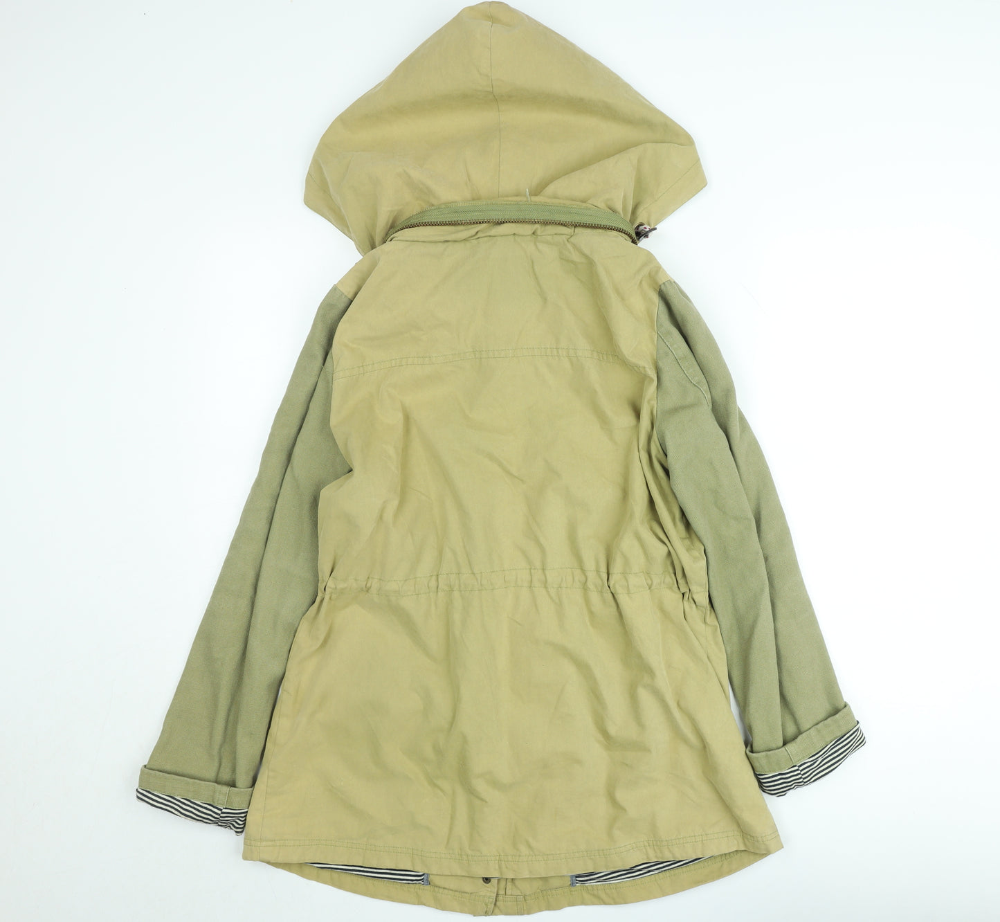 White Stuff Women's Green Cotton Hooded Parka Jacket Size 10