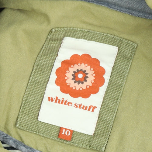 White Stuff Women's Green Cotton Hooded Parka Jacket Size 10