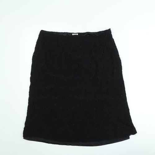 Viyella Women Black Lace Pencil Skirt Size 16 Knee Length