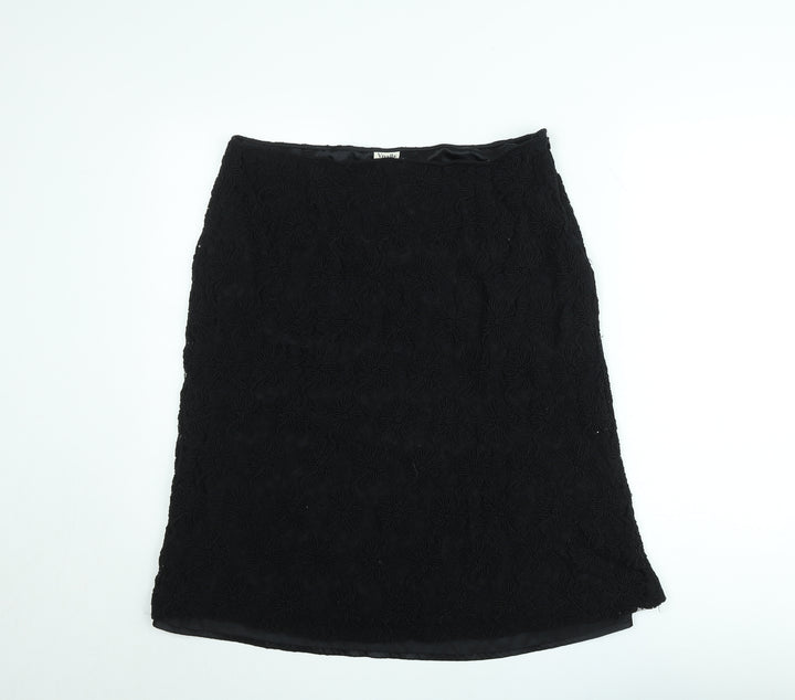 Viyella Women Black Lace Pencil Skirt Size 16 Knee Length