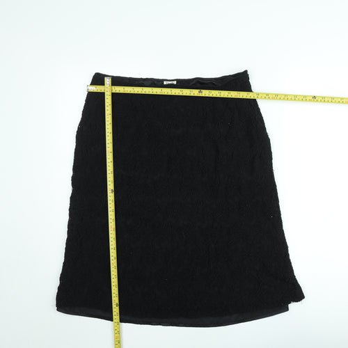 Viyella Women Black Lace Pencil Skirt Size 16 Knee Length