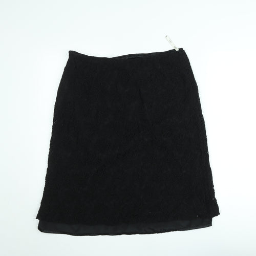 Viyella Women Black Lace Pencil Skirt Size 16 Knee Length