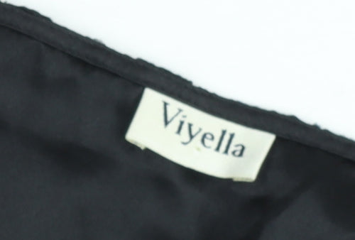 Viyella Women Black Lace Pencil Skirt Size 16 Knee Length