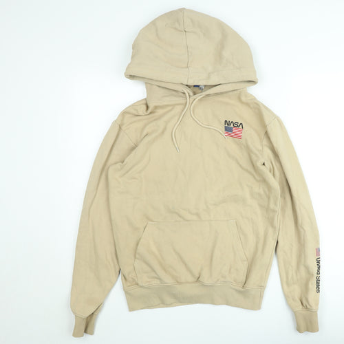 H&M Divided Women's Beige NASA Hoodie XS - Cotton Pullover Sweatshirt