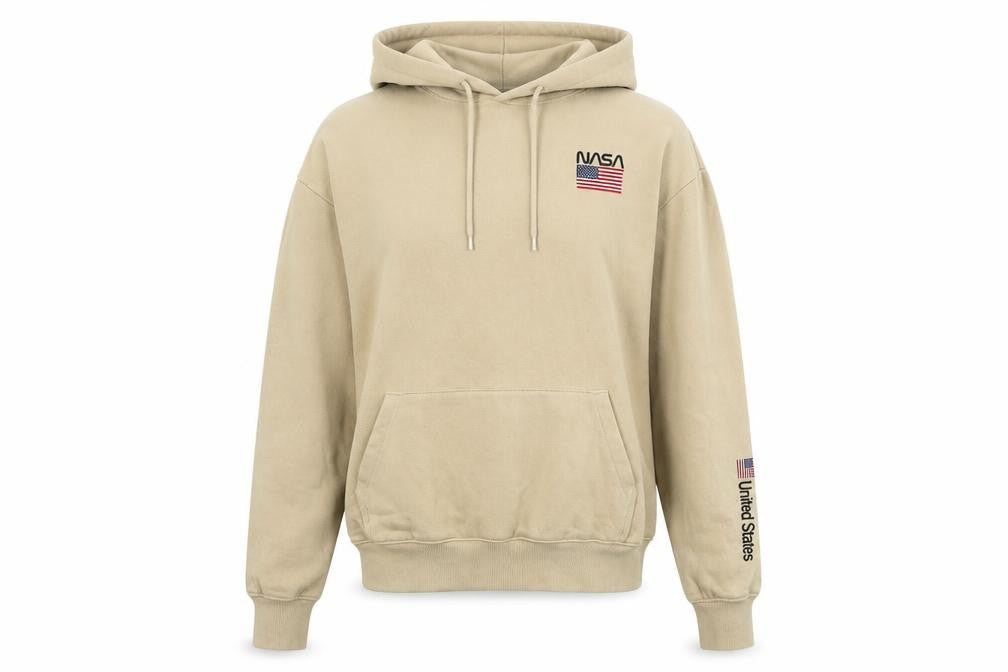 H&M Divided Women's Beige NASA Hoodie XS - Cotton Pullover Sweatshirt