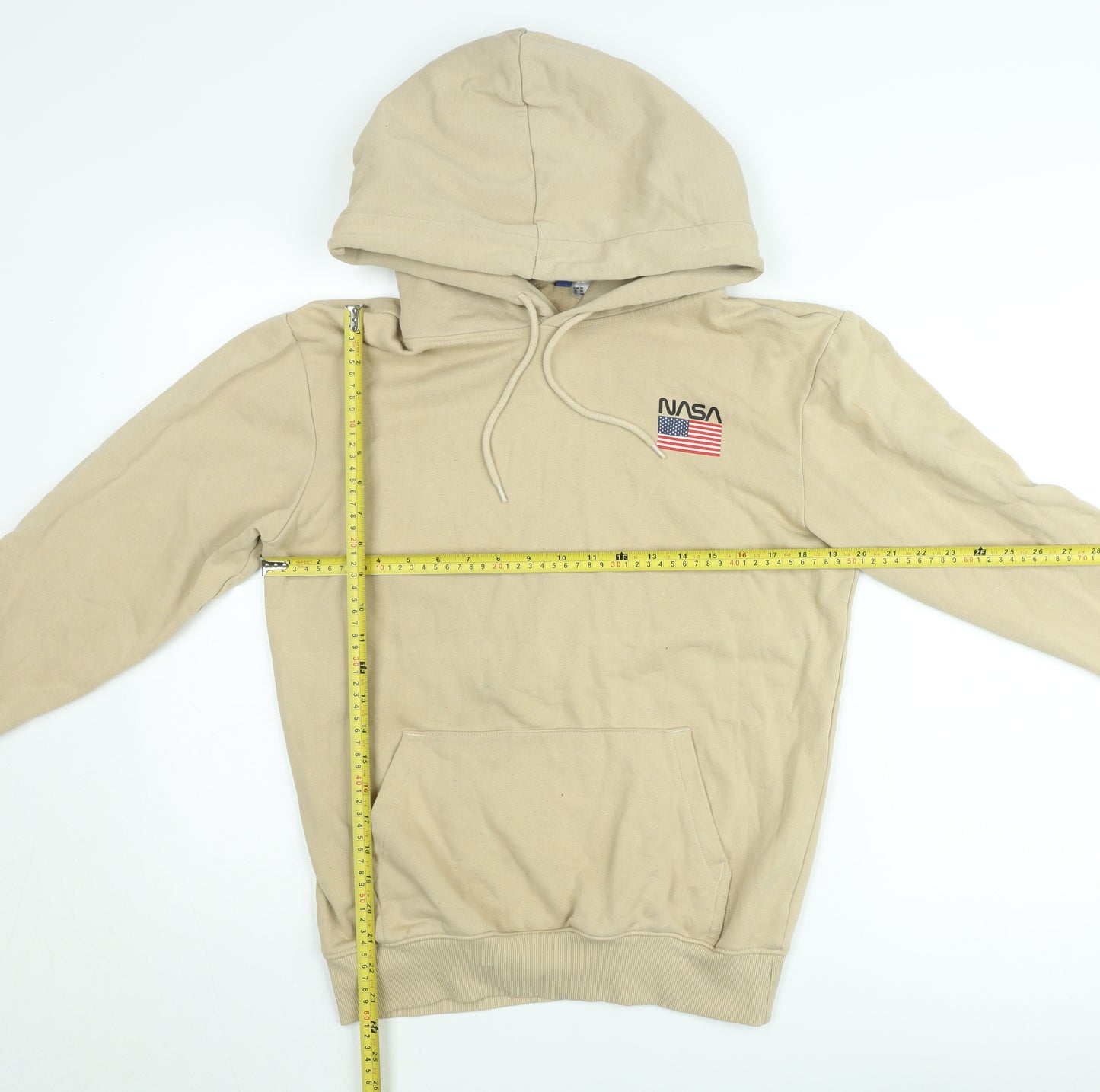 H&M Divided Women's Beige NASA Hoodie XS - Cotton Pullover Sweatshirt