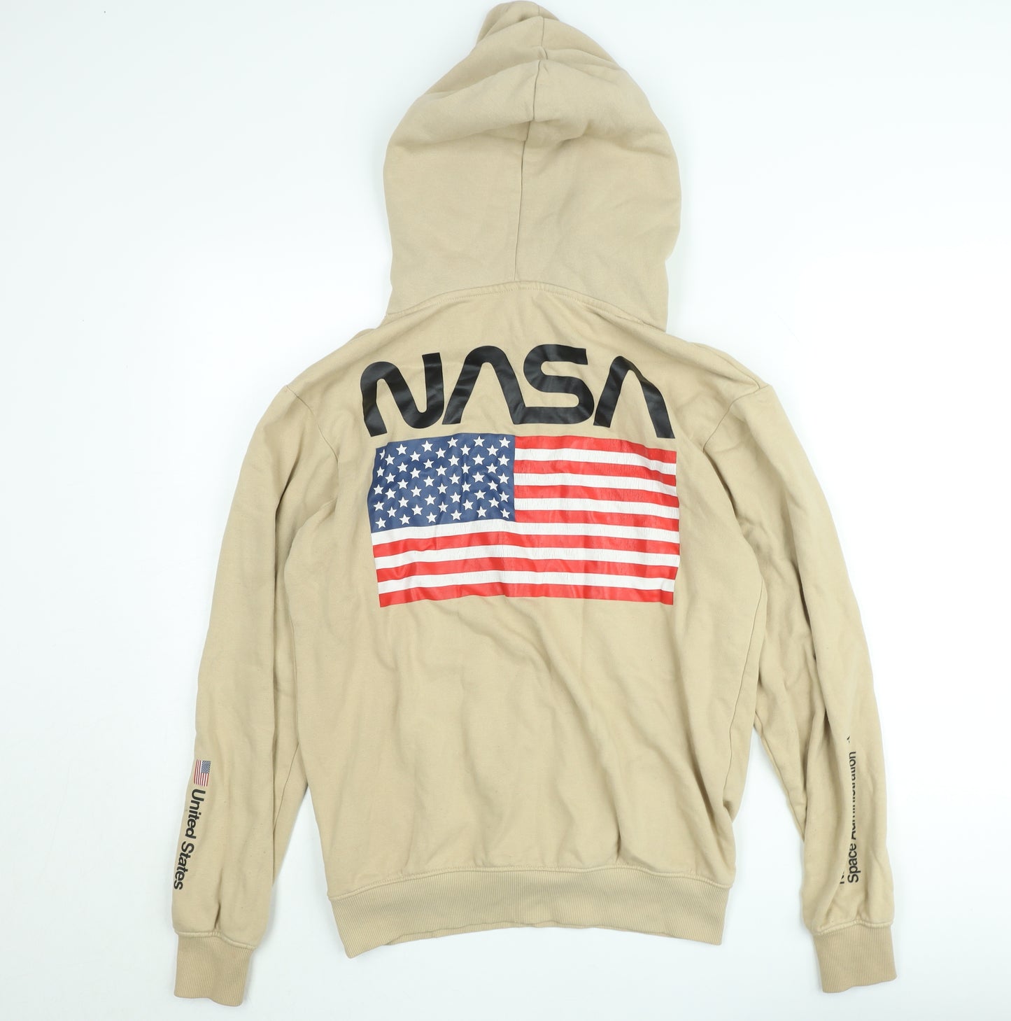 H&M Divided Women's Beige NASA Hoodie XS - Cotton Pullover Sweatshirt