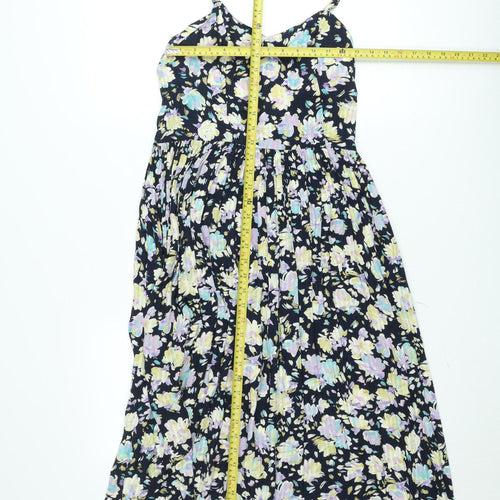 Mandy Marsh Women's Multicoloured Floral Halter Knee Length Dress Size 10