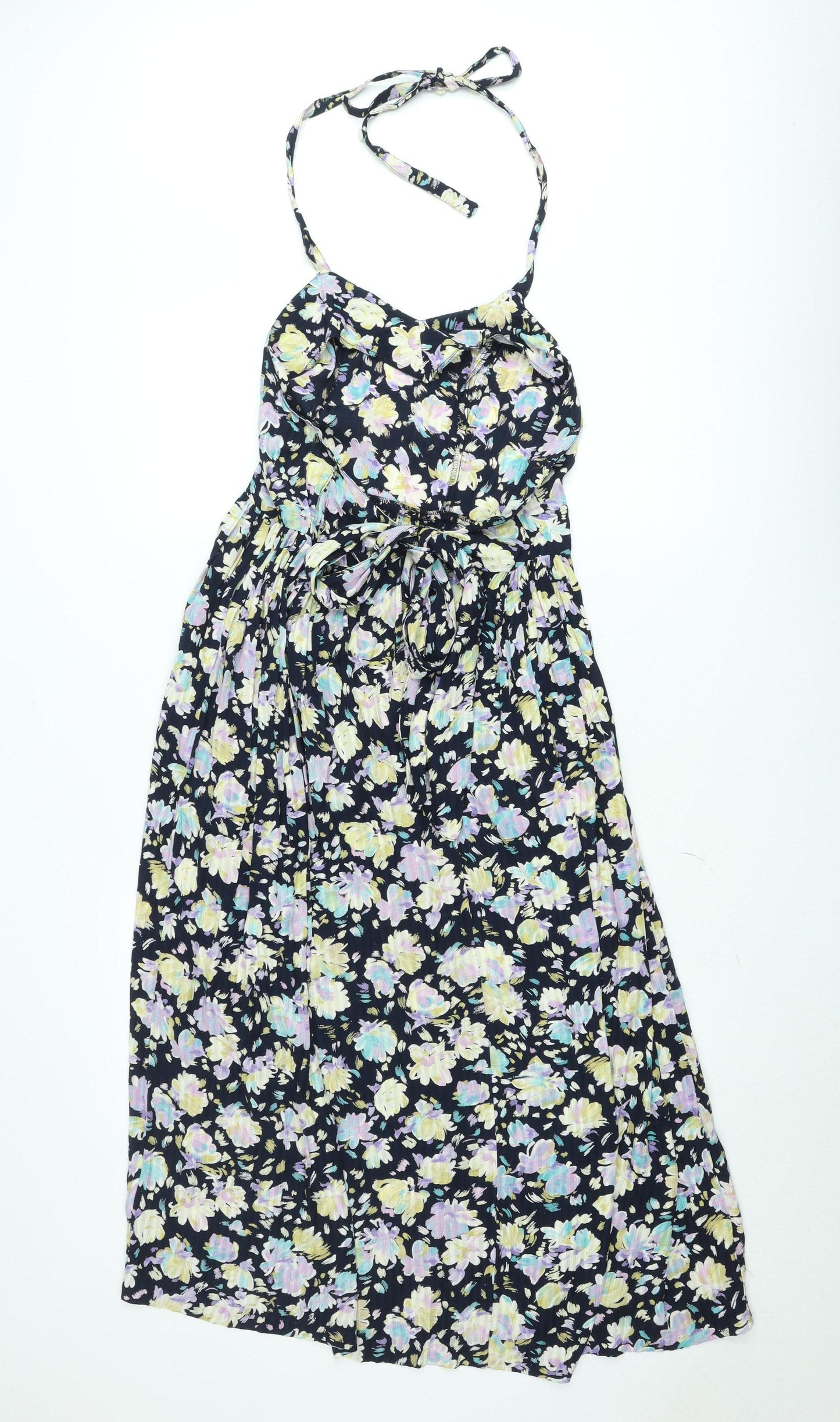Mandy Marsh Women's Multicoloured Floral Halter Knee Length Dress Size 10