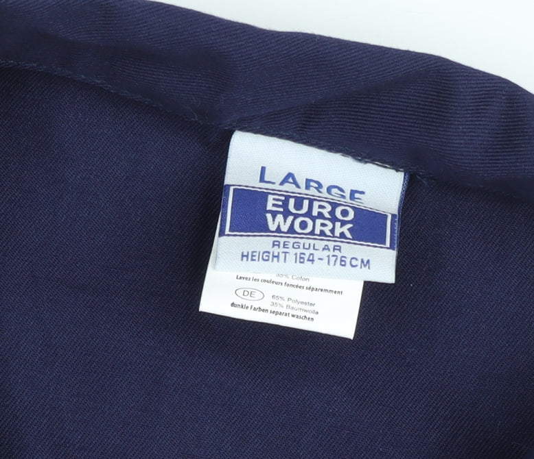 Euro Work Men's Blue Coverall Boiler Suit Large Workwear