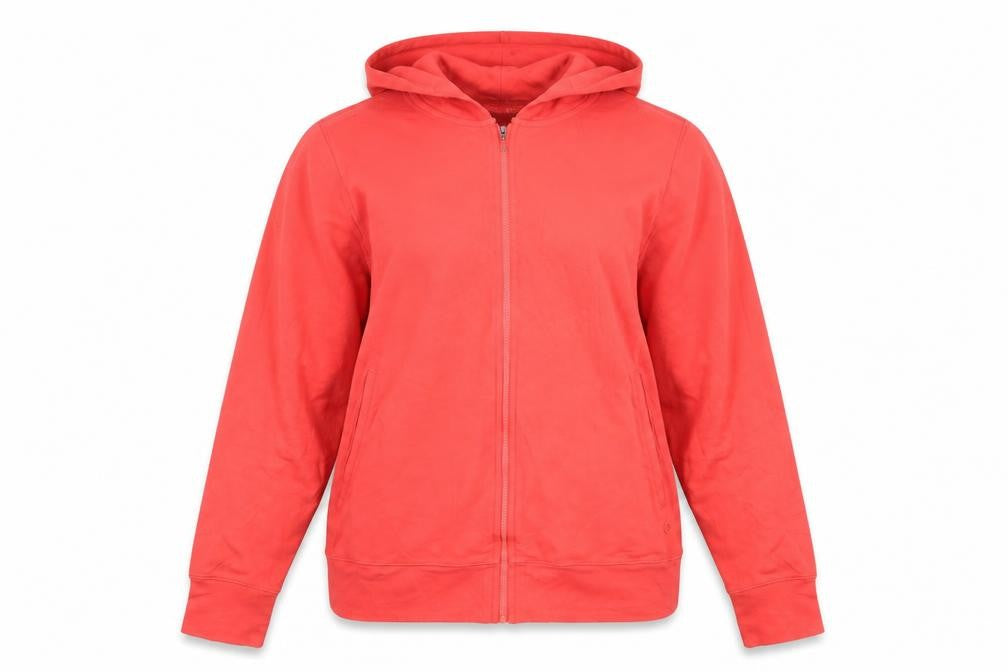 Front view of Marks & Spencer Women’s Red Hooded Full Zip Jacket, size UK 10
