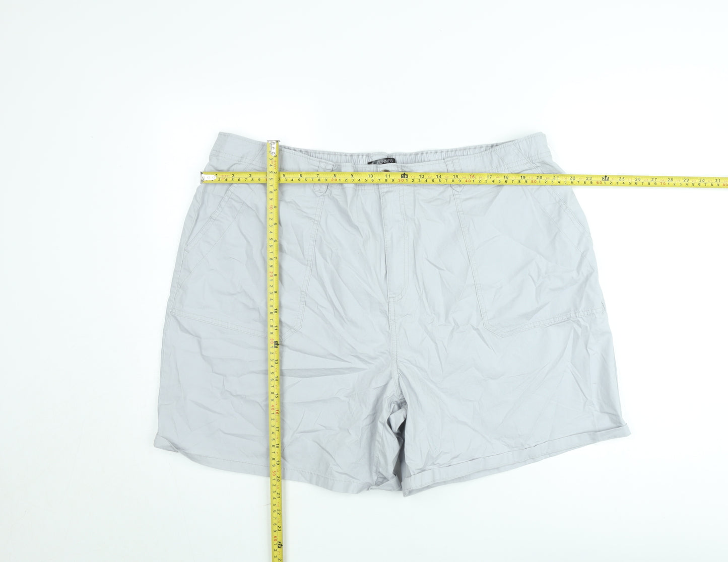 Dunnes Men’s Grey Cargo Shorts Size L 40in Elastic Waist Cotton Blend