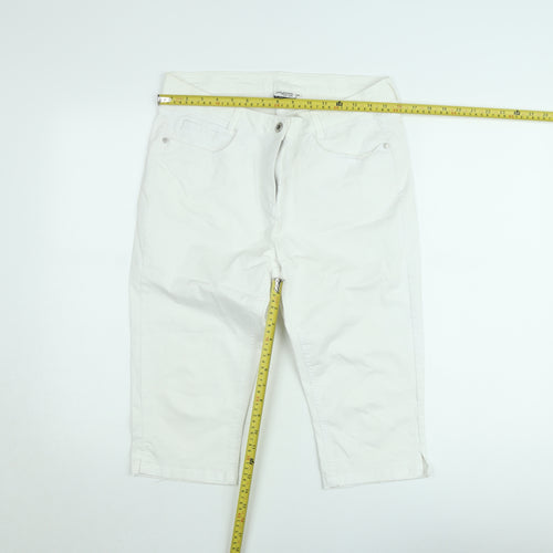 Odyssee Womens White Cotton Stretch Capri Trousers Size M