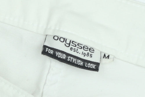 Odyssee Womens White Cotton Stretch Capri Trousers Size M