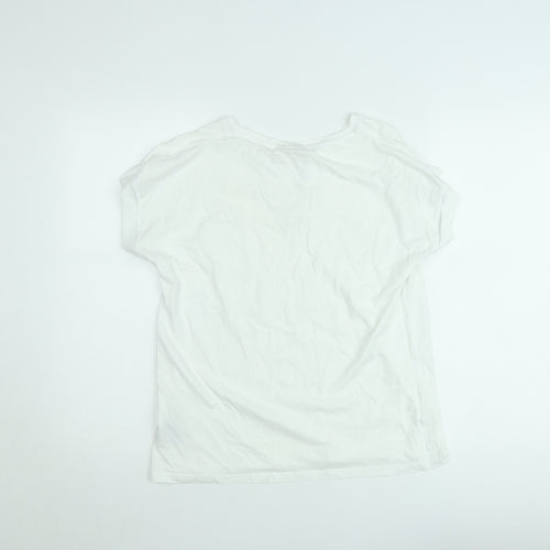 FREE/QUENT Women's White Basic V-Neck Short Sleeve T-Shirt M