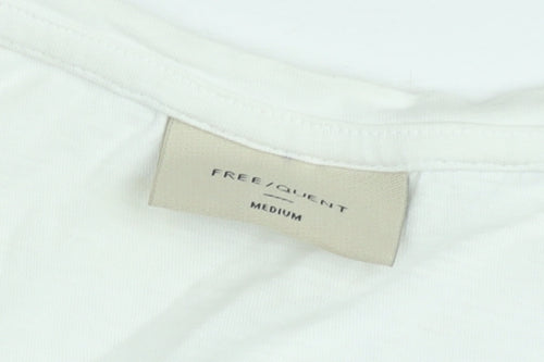 FREE/QUENT Women's White Basic V-Neck Short Sleeve T-Shirt M