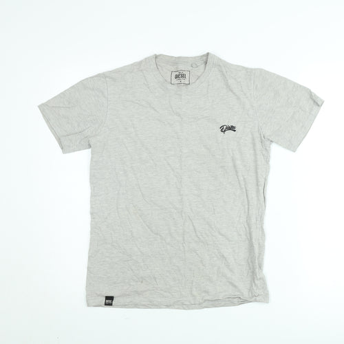 Diesel Men's Grey Crew Neck Short Sleeve Cotton T-Shirt Small