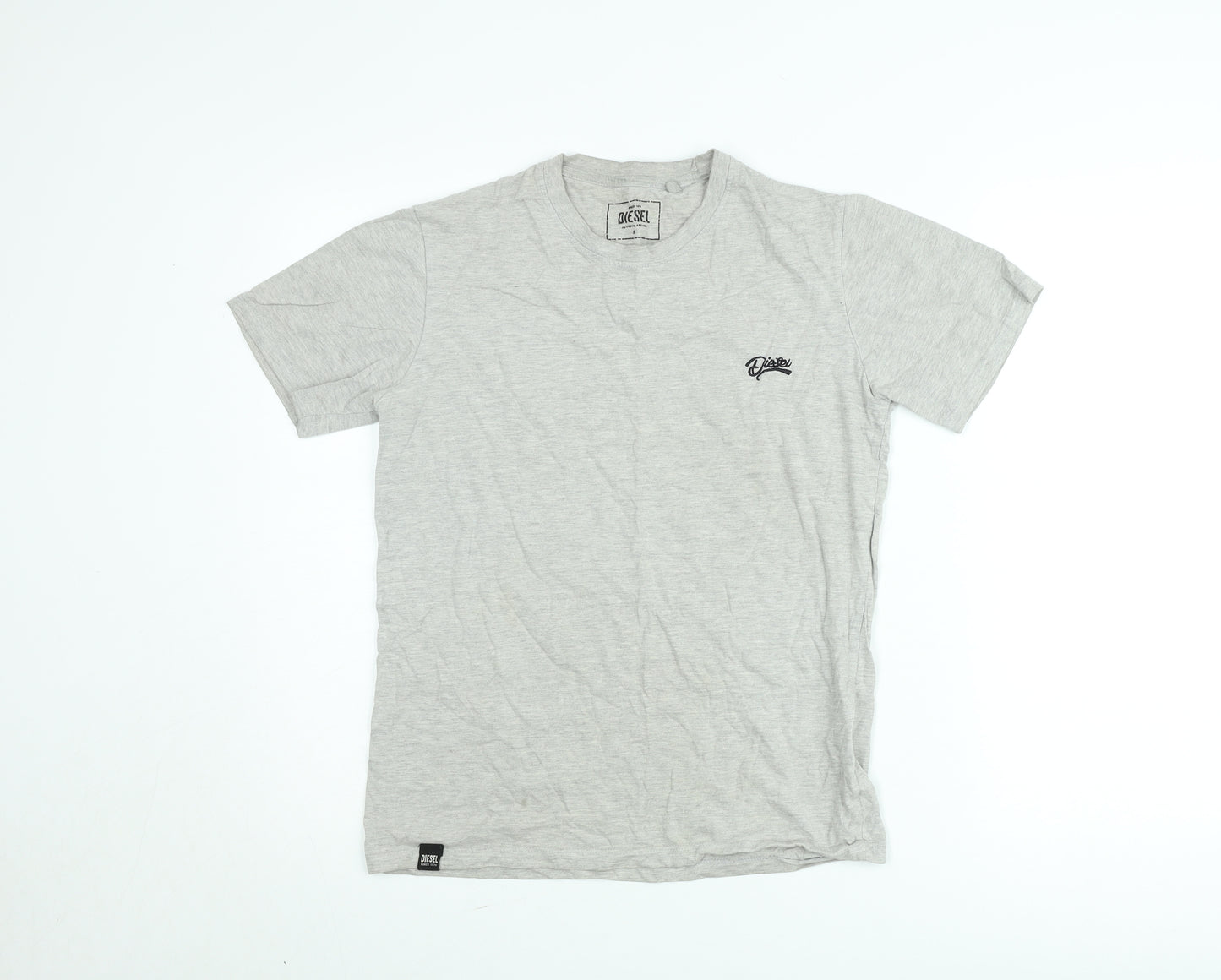 Diesel Men's Grey Crew Neck Short Sleeve Cotton T-Shirt Small