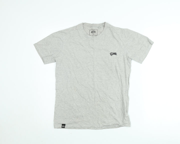Diesel Men's Grey Crew Neck Short Sleeve Cotton T-Shirt Small