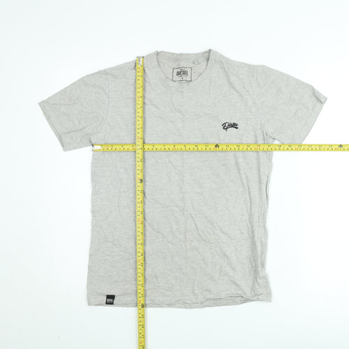 Diesel Men's Grey Crew Neck Short Sleeve Cotton T-Shirt Small