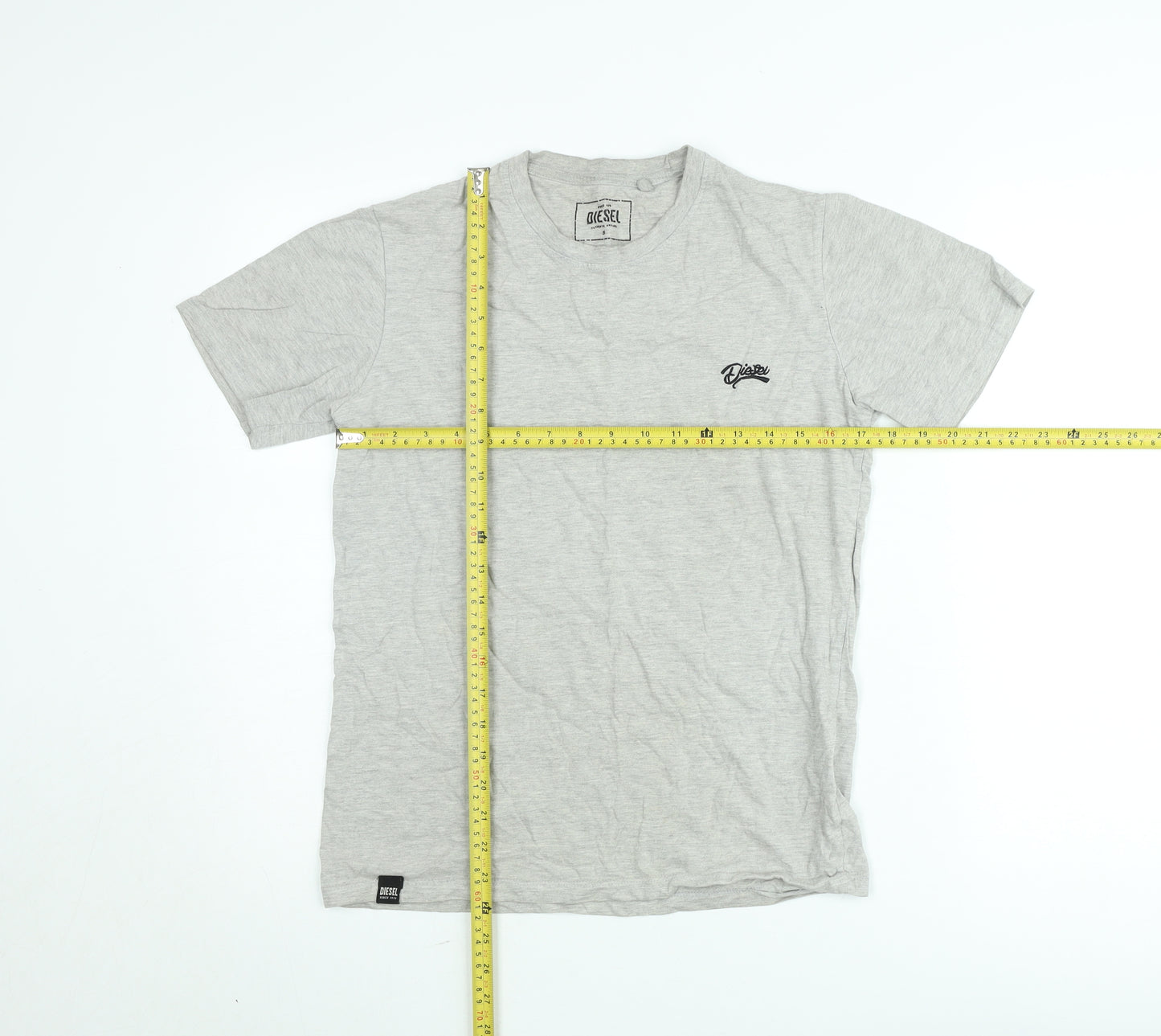 Diesel Men's Grey Crew Neck Short Sleeve Cotton T-Shirt Small