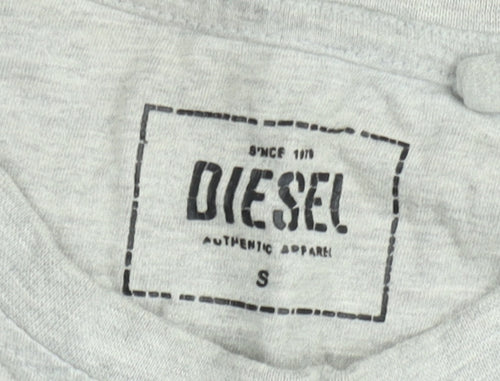 Diesel Men's Grey Crew Neck Short Sleeve Cotton T-Shirt Small