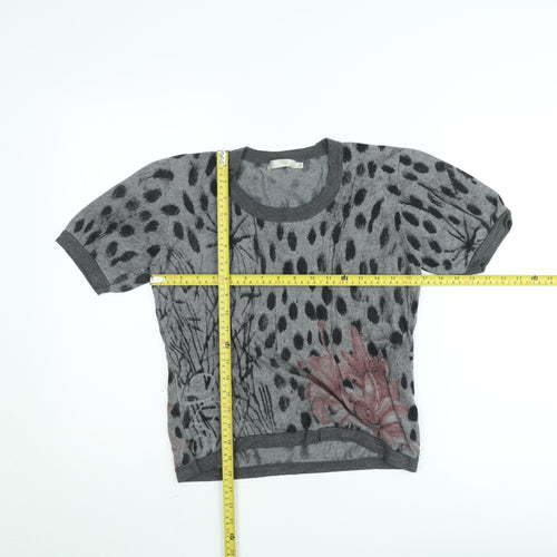 Christina Womens Grey Floral Wool Knit Cropped T-Shirt XL