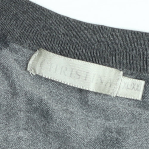 Christina Womens Grey Floral Wool Knit Cropped T-Shirt XL