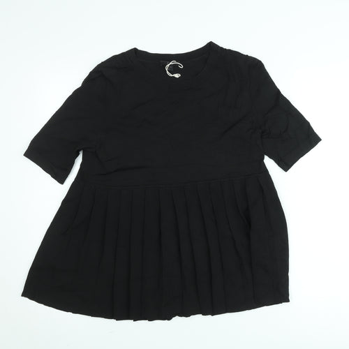 COS Women Black Short Pleated Shift Dress Size S