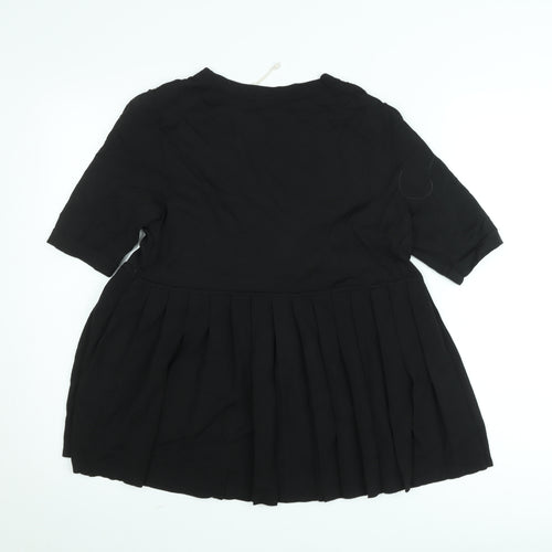 COS Women Black Short Pleated Shift Dress Size S